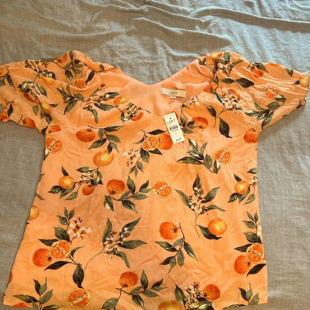 *Tags removed* LOFT Orange Floral Blouse